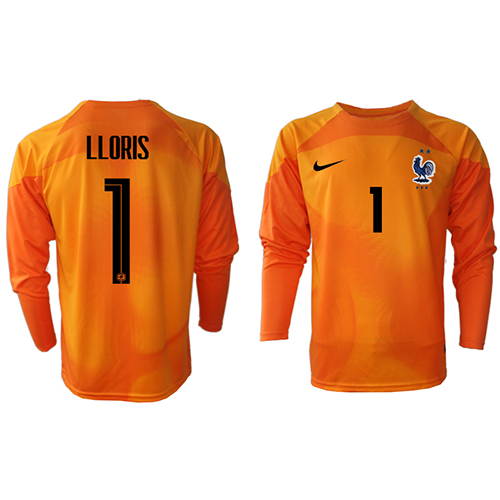 Frankrike Hugo Lloris #1 Målvakt Hemma matchtröja VM 2022 Långärmad Billigt